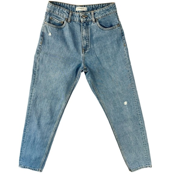 Zara Denim Light Blue Casual Distressed Straight Leg Jeans Womens Size 2 - Picture 4 of 8